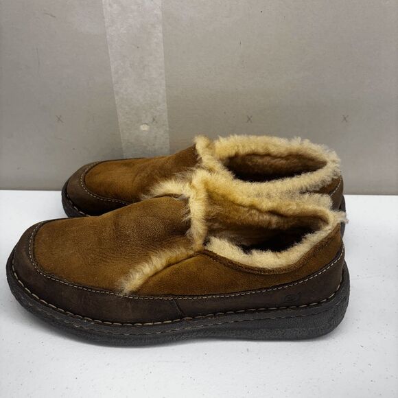 Born Hand Crafted Suede Fur Lined Slipper Mule Clog Womens Size 9 EUC - Picture 3 of 9